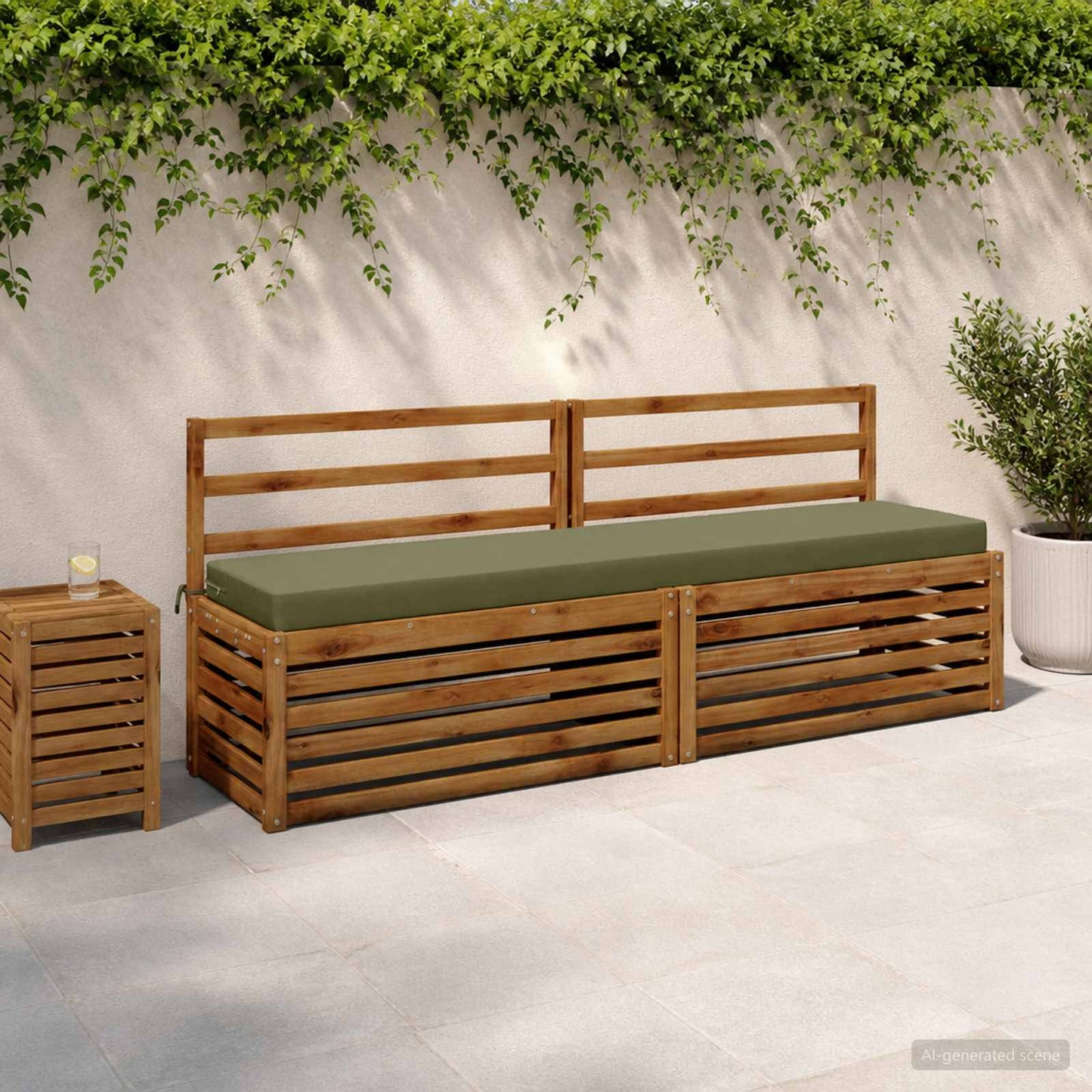vidaXL Bench Cushion SOEST 100% Polyester Olive Green 200 x 40 x 8 cm