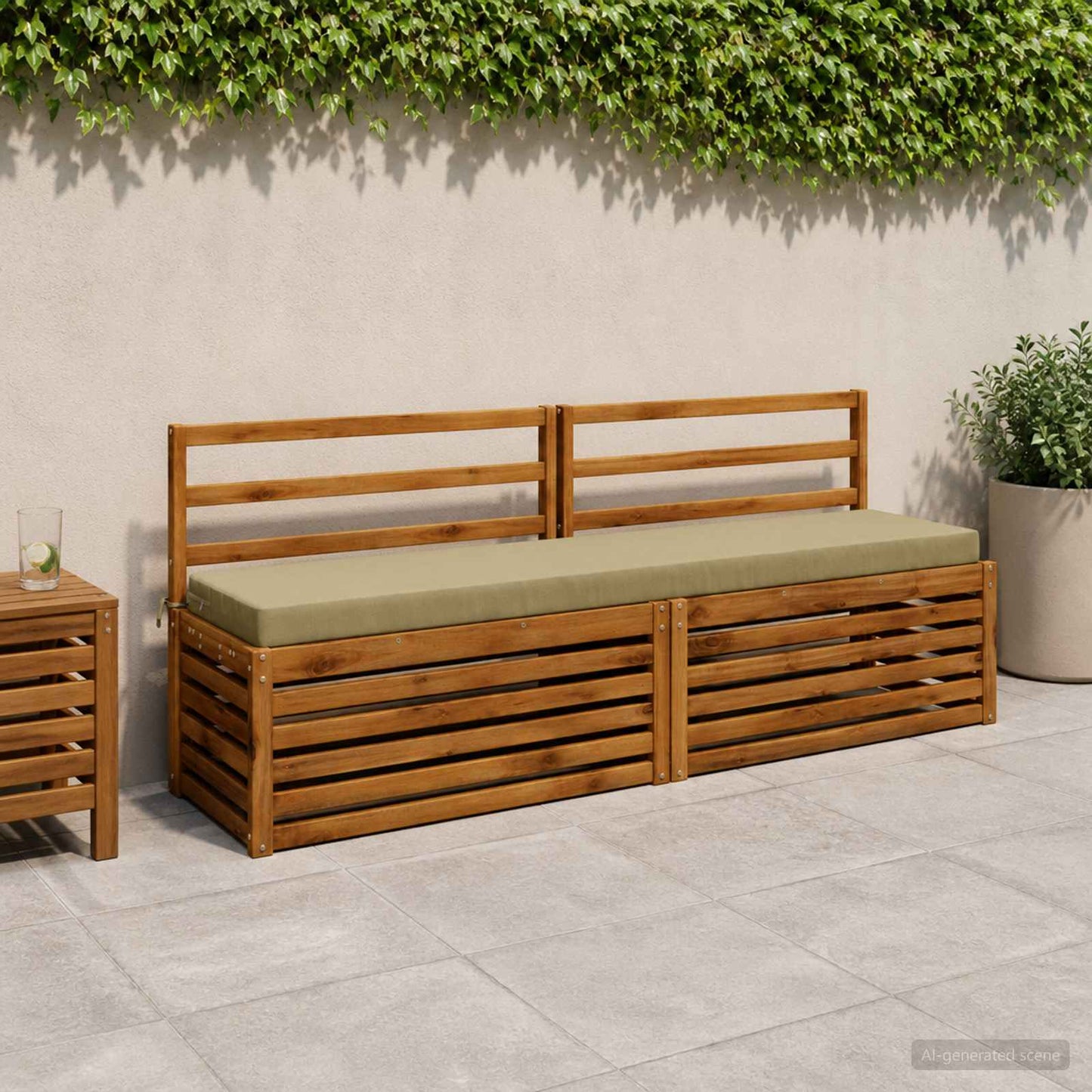 vidaXL Bench Cushion SOEST 100% Polyester Light Green 200 x 40 x 8 cm