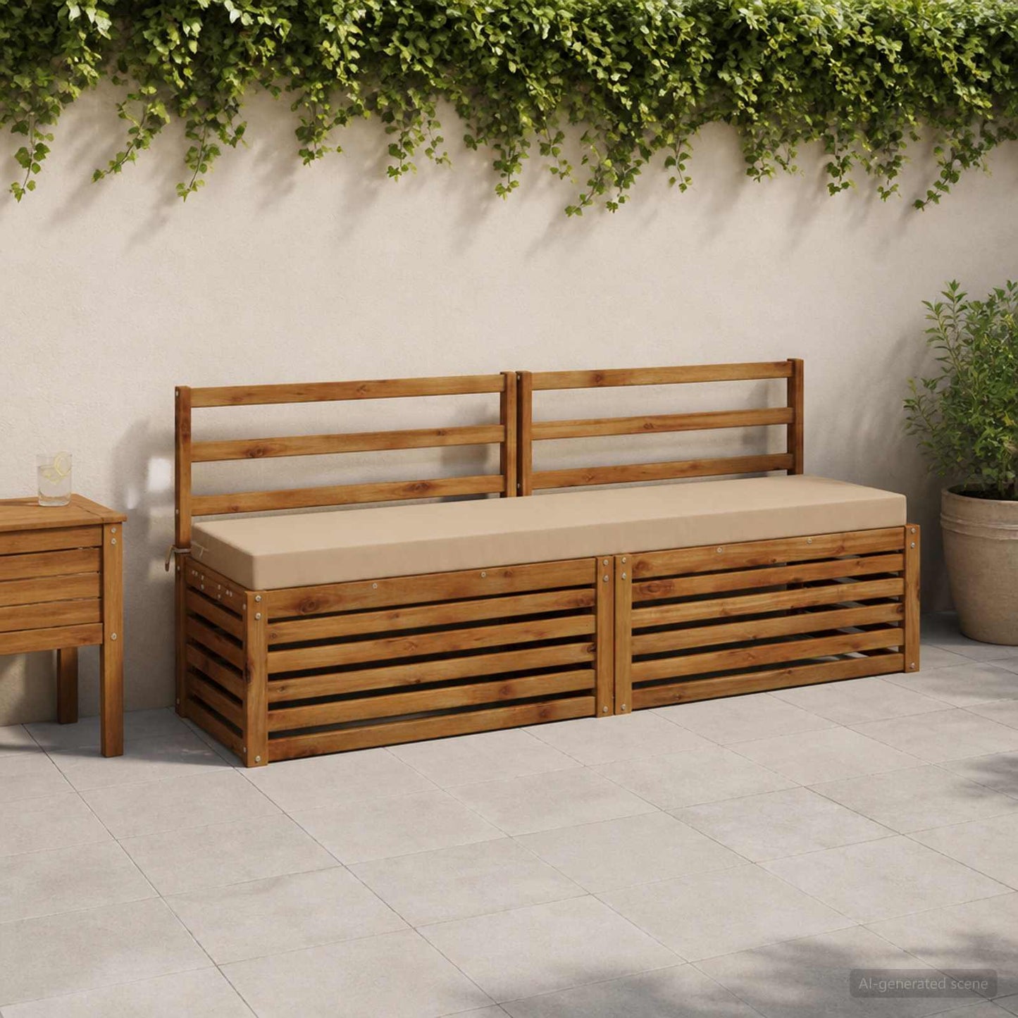 vidaXL Bench Cushion SOEST 100% Polyester Sand 200 x 40 x 8 cm