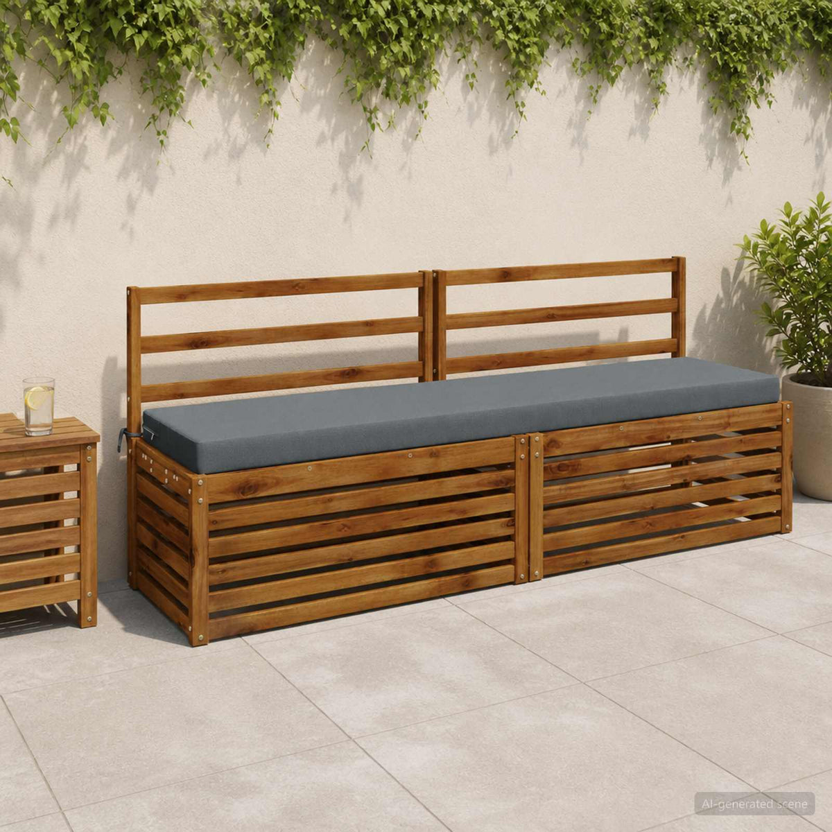 vidaXL Bench Cushion SOEST 100% Polyester Blue 200 x 40 x 8 cm