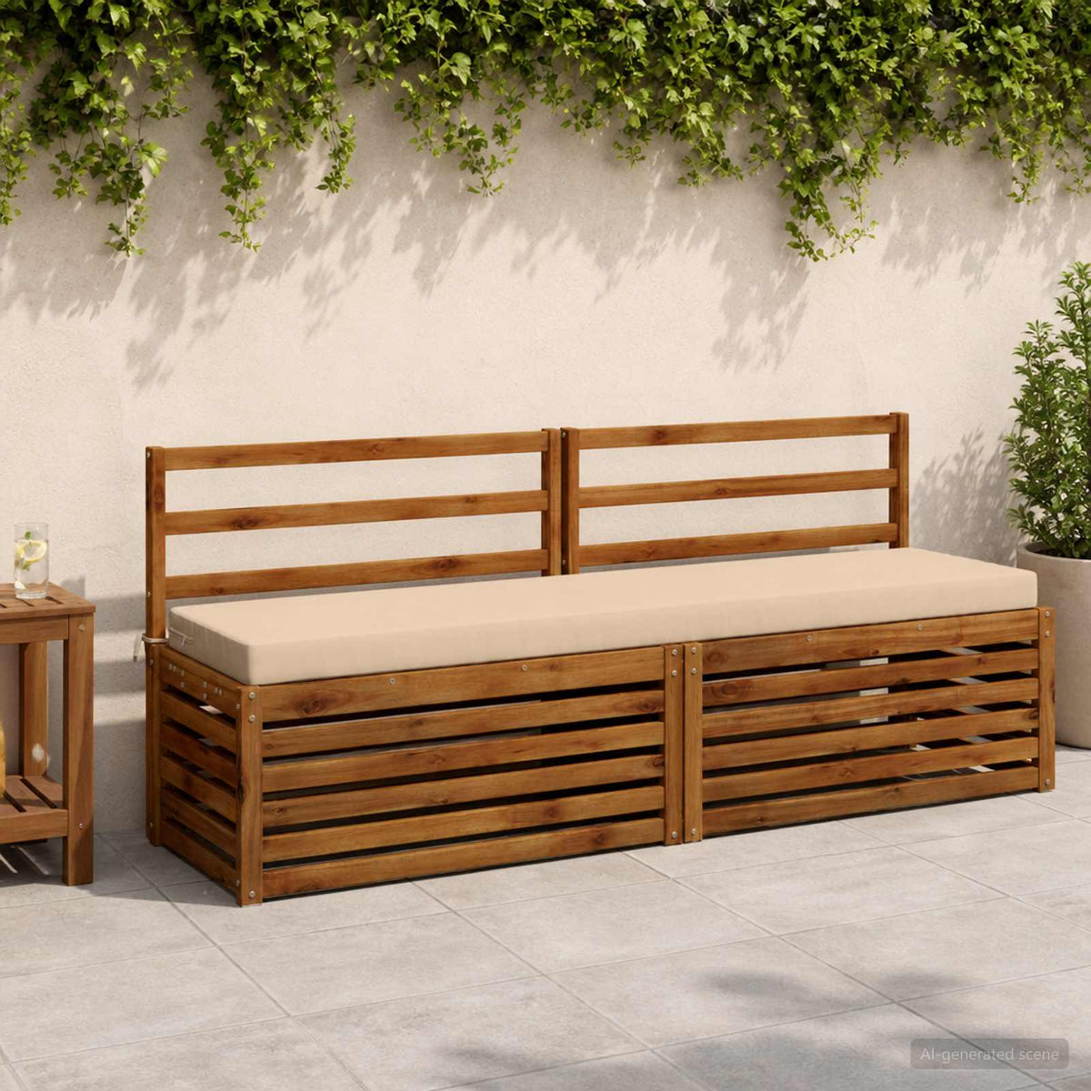 vidaXL Bench Cushion SOEST 100% Polyester Cream 200 x 40 x 8 cm
