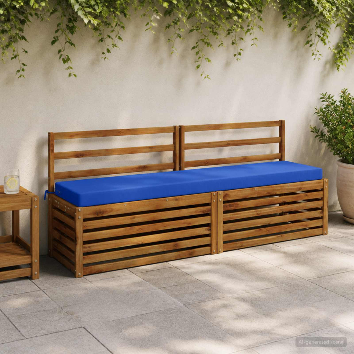 vidaXL Bench Cushion SOEST 100% Polyester Royal Blue 200 x 40 x 8 cm