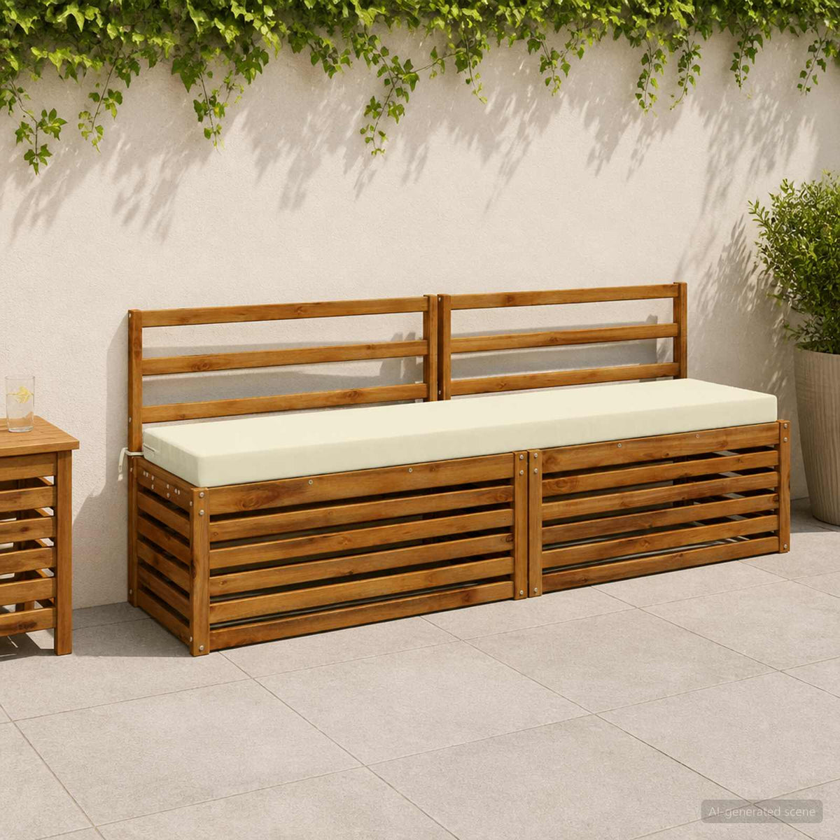 vidaXL Bench Cushion SOEST 100% Polyester Cream 200 x 40 x 8 cm