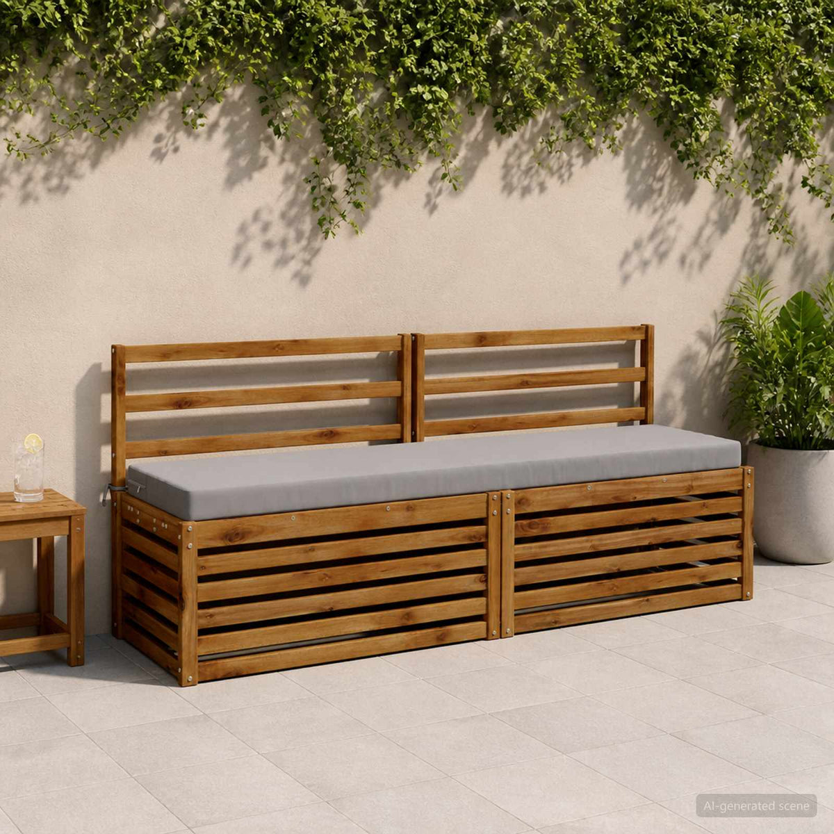 vidaXL Bench Cushion SOEST 100% Polyester Grey 200 x 40 x 8 cm