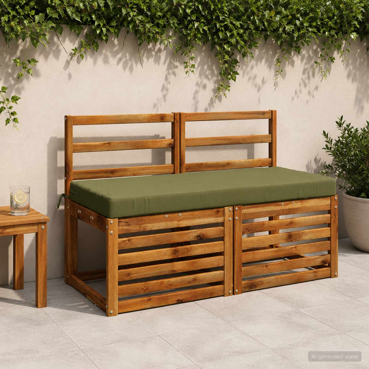 vidaXL Bench Cushions SOEST 2 pcs 100% Polyester Olive Green