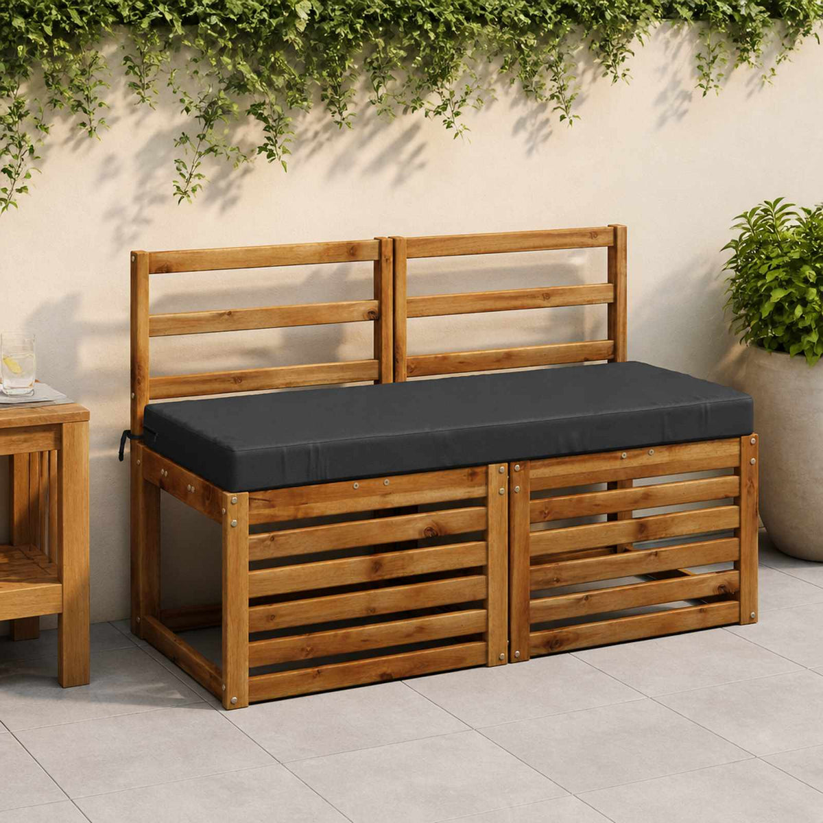 vidaXL Bench Cushion SOEST 100% Polyester Dark Blue 120 x 50 x 8 cm