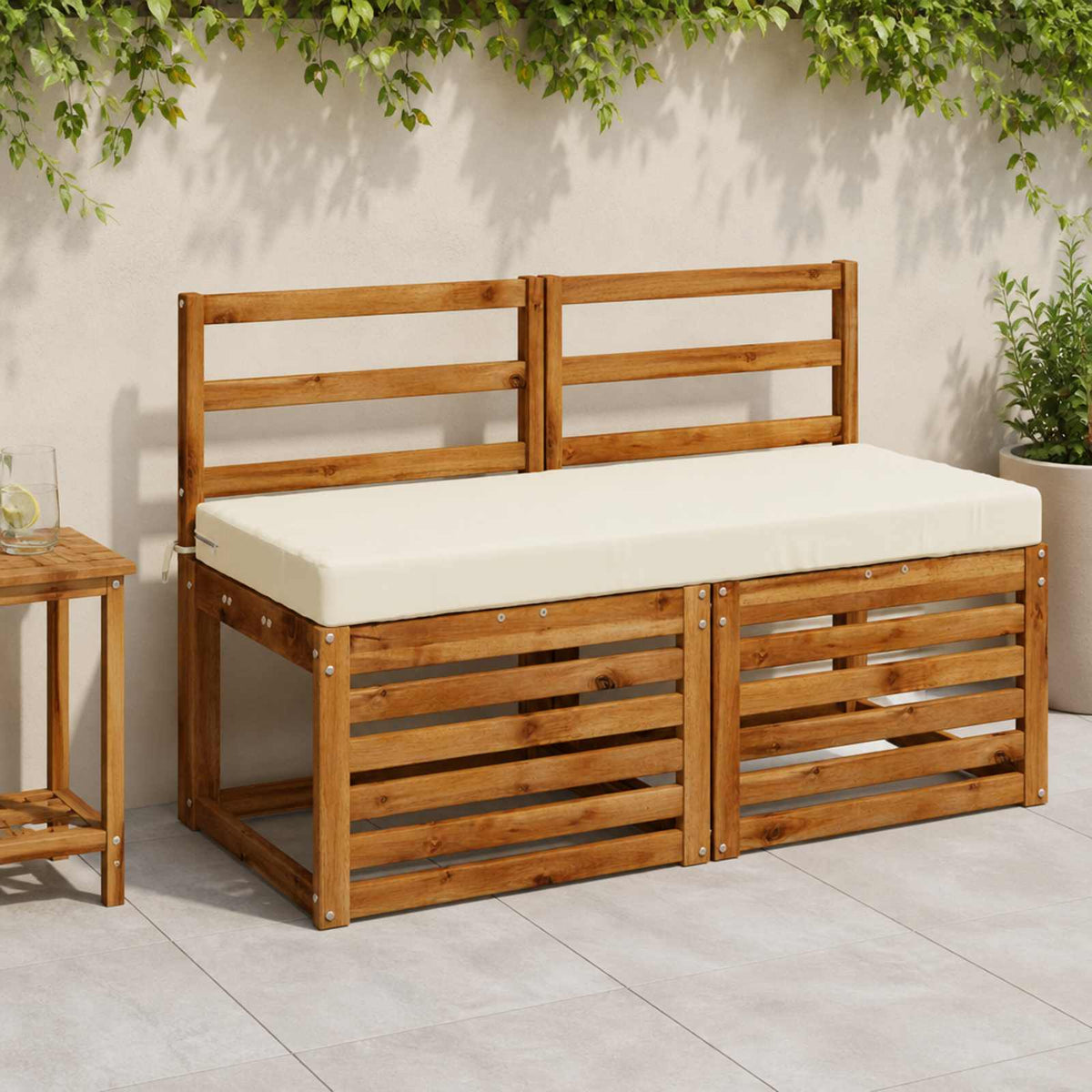 vidaXL Bench Cushions SOEST 2 pcs 100% Polyester Cream 110 x 50 x 8 cm