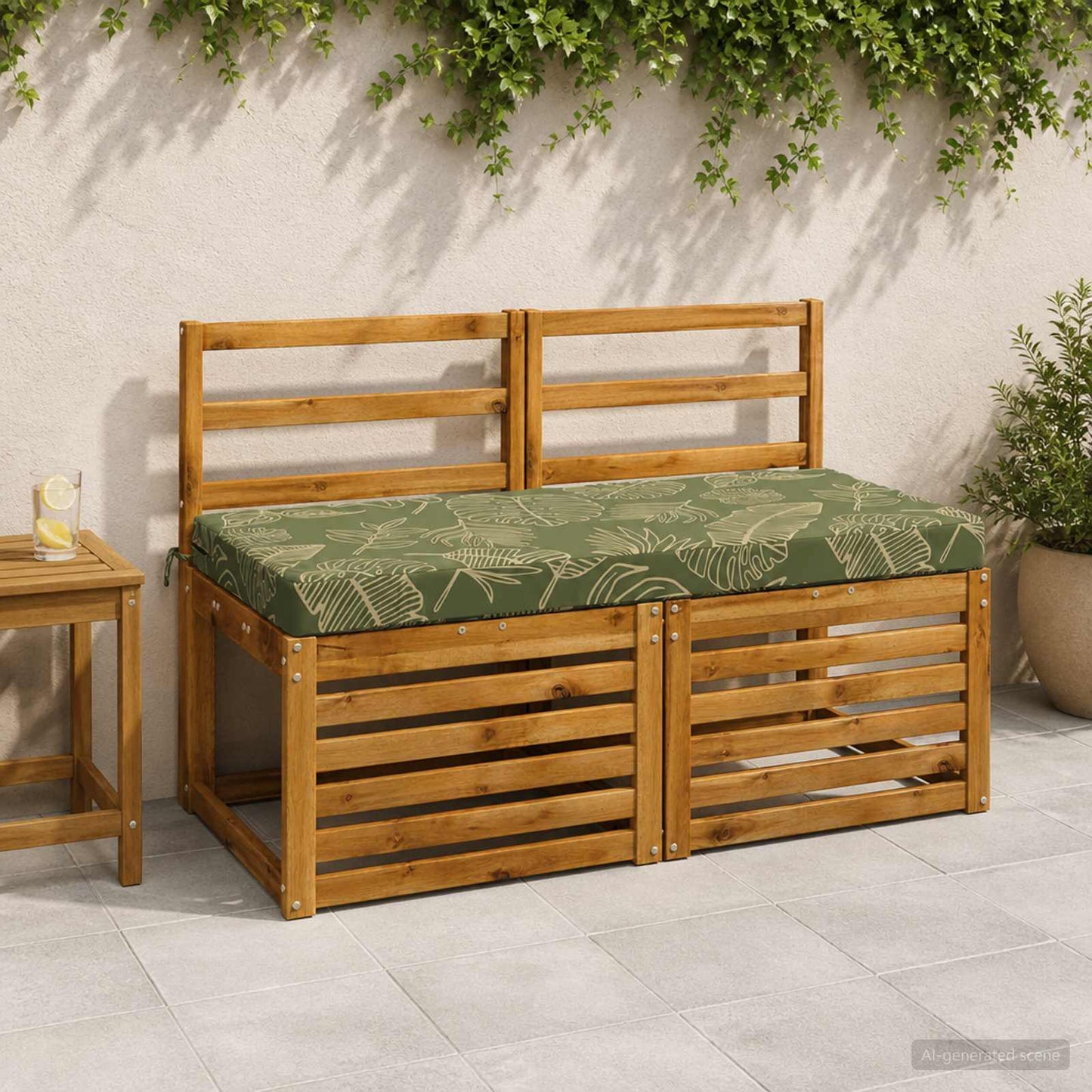 vidaXL Bench Cushion SOEST 100% Polyester Leaf Design 120 x 50 x 8 cm