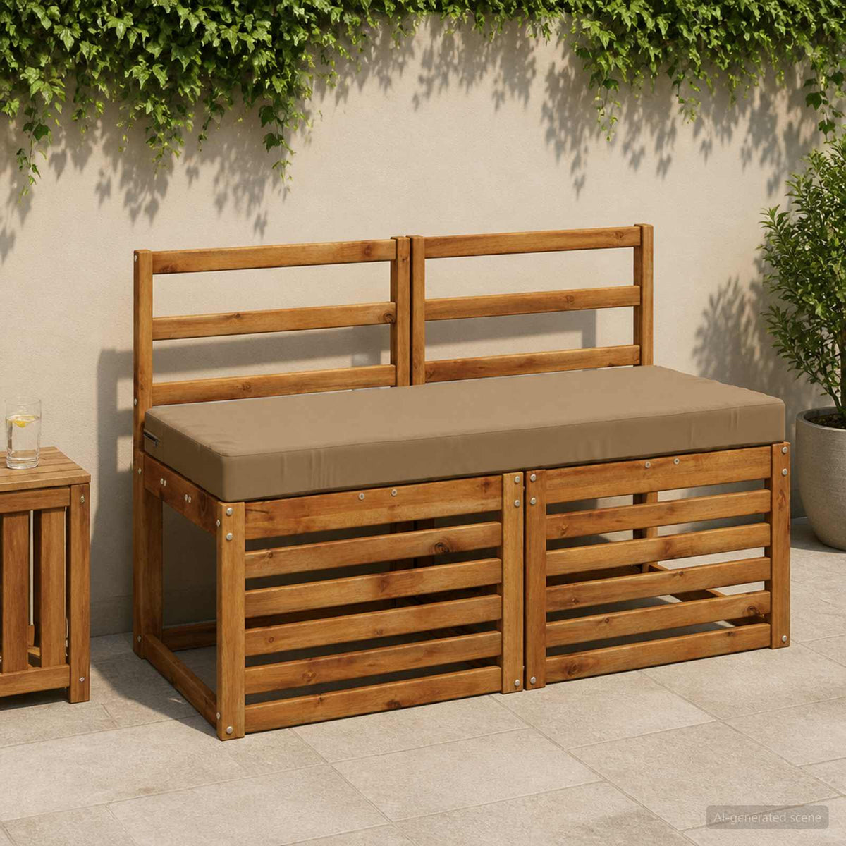 vidaXL 2-Piece Bench Cushions SOEST 2 pcs 100% Polyester Taupe