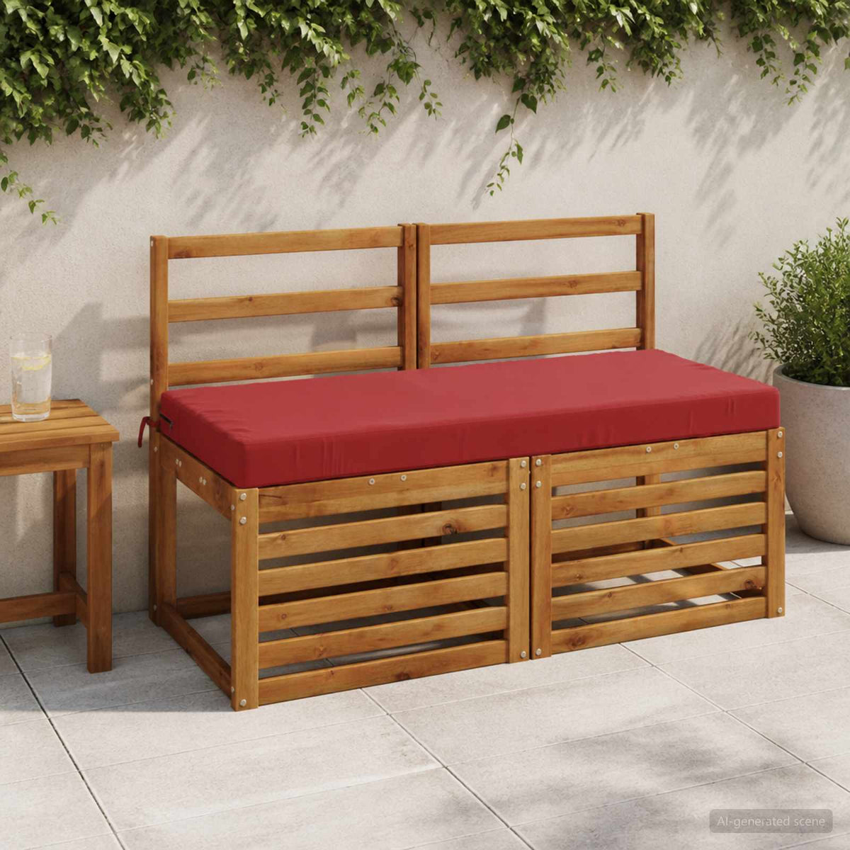 vidaXL 2-Piece Bench Cushions SOEST 2 pcs 100% Polyester Wine Red