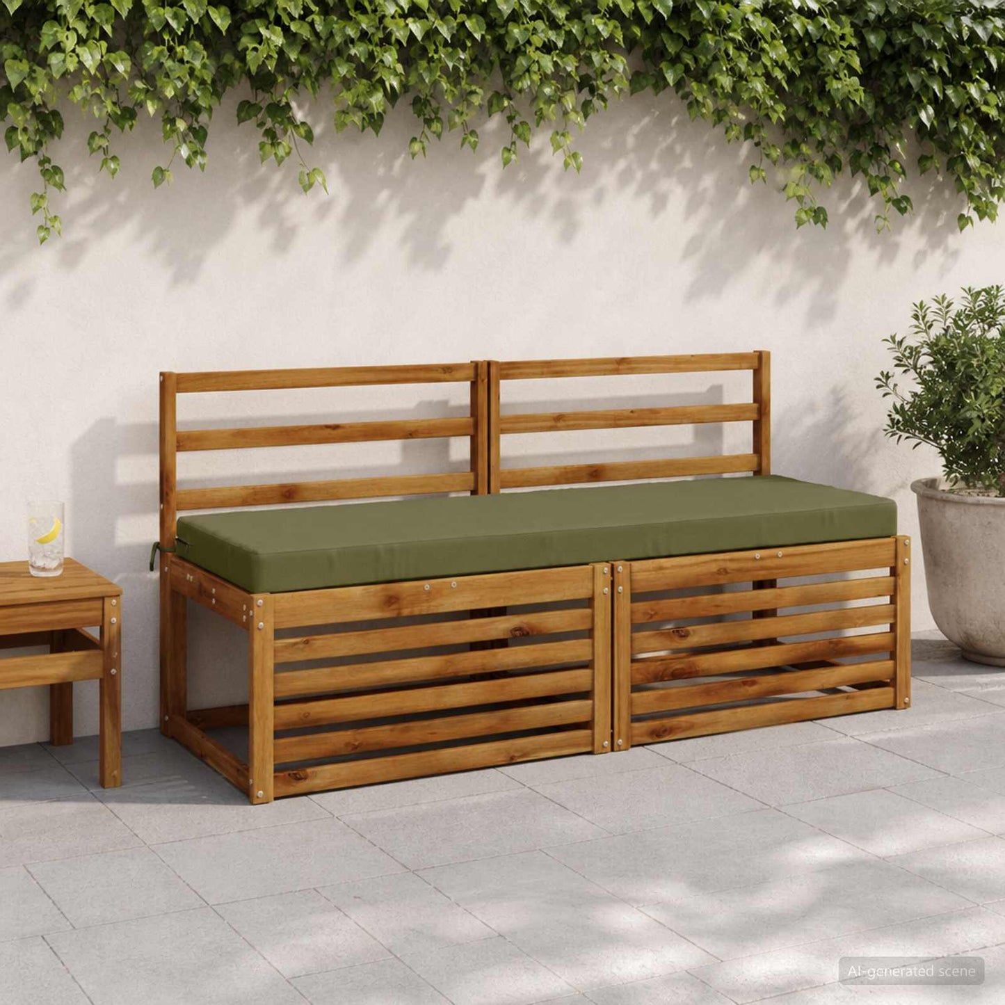 vidaXL 2-Piece Bench Cushions SOEST 2 pcs 100% Polyester Olive Green