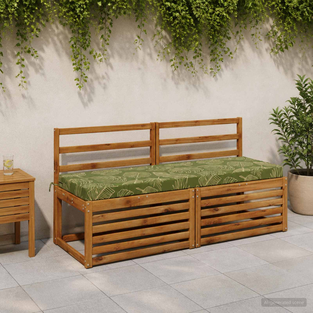 vidaXL Bench Cushion SOEST 100% Polyester Leaf Design 150 x 50 x 8 cm