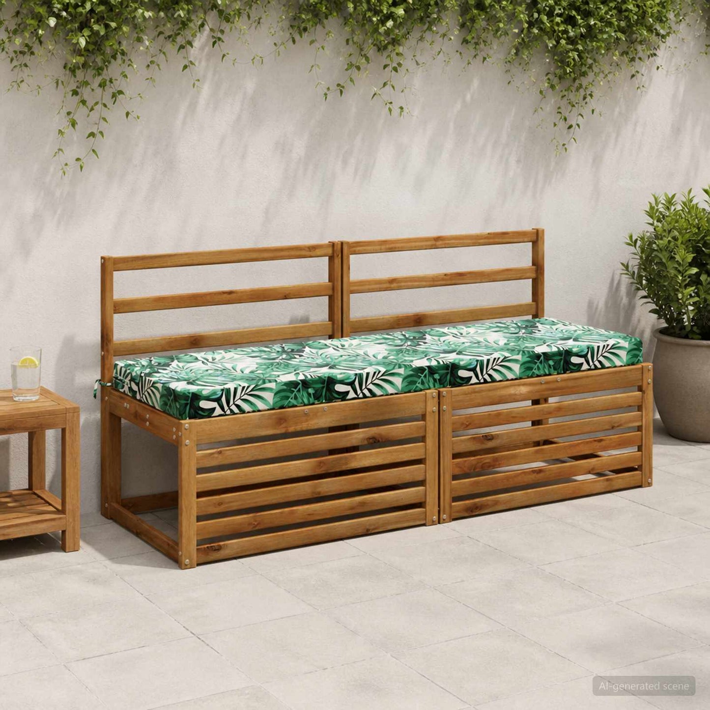 vidaXL Bench Cushion SOEST 100% Polyester Leaf Pattern 150 x 50 x 8 cm
