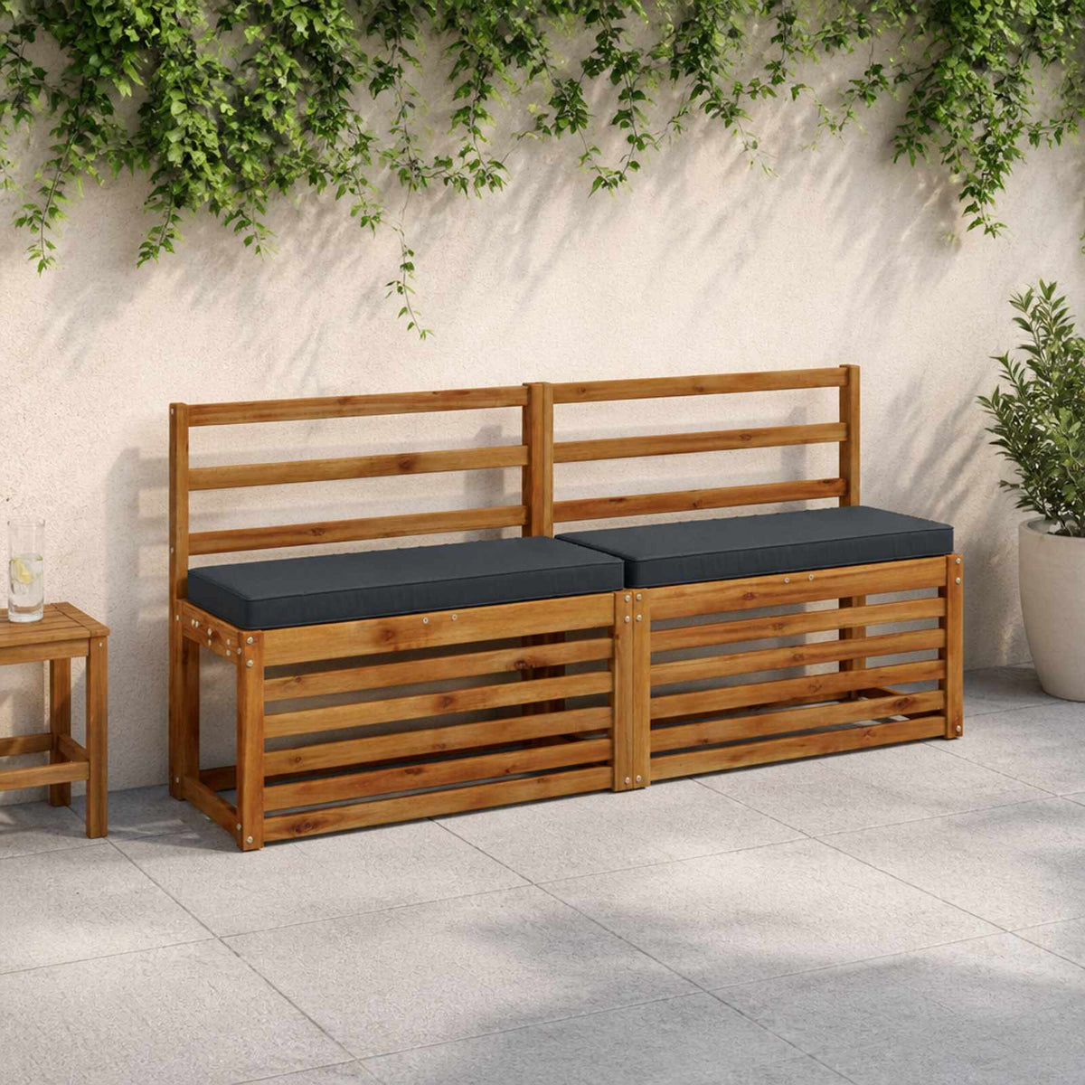 vidaXL 2-Piece Bench Cushions VUGHT 2 pcs 100% Polyester Dark Blue