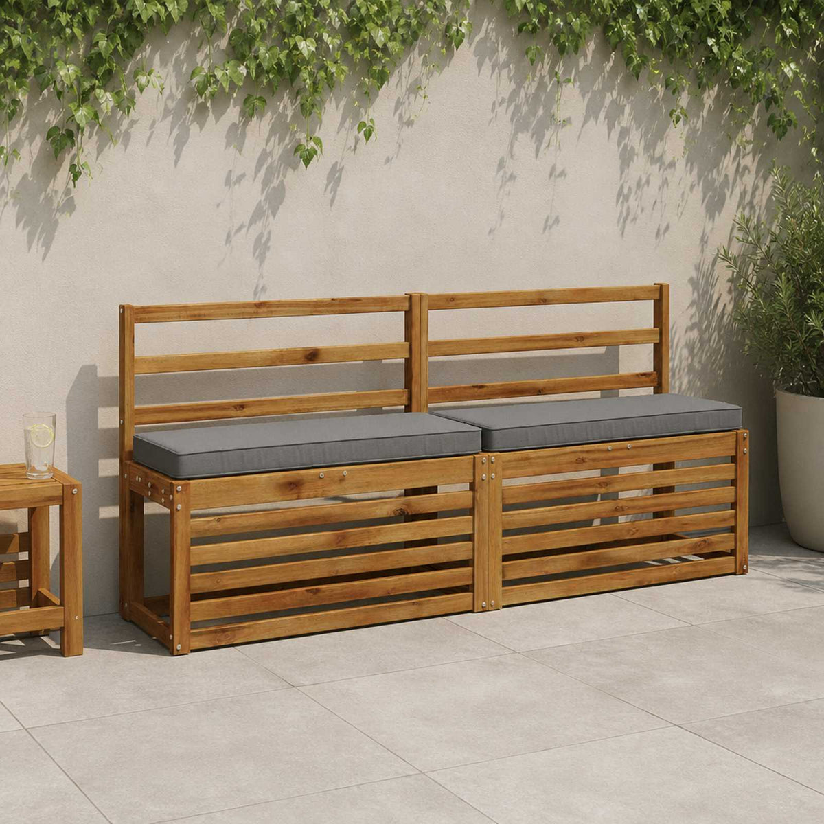 vidaXL 2-Piece Bench Cushions VUGHT 2 pcs 100% Polyester Grey