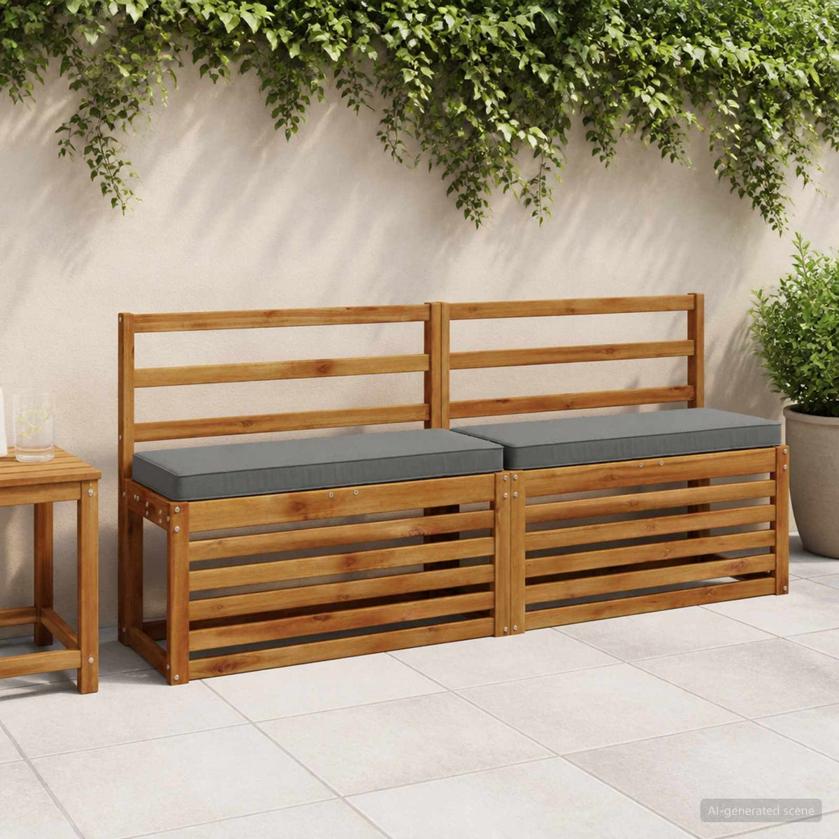 vidaXL 2-Piece Bench Cushions VUGHT 2 pcs 100% Polyester Grey