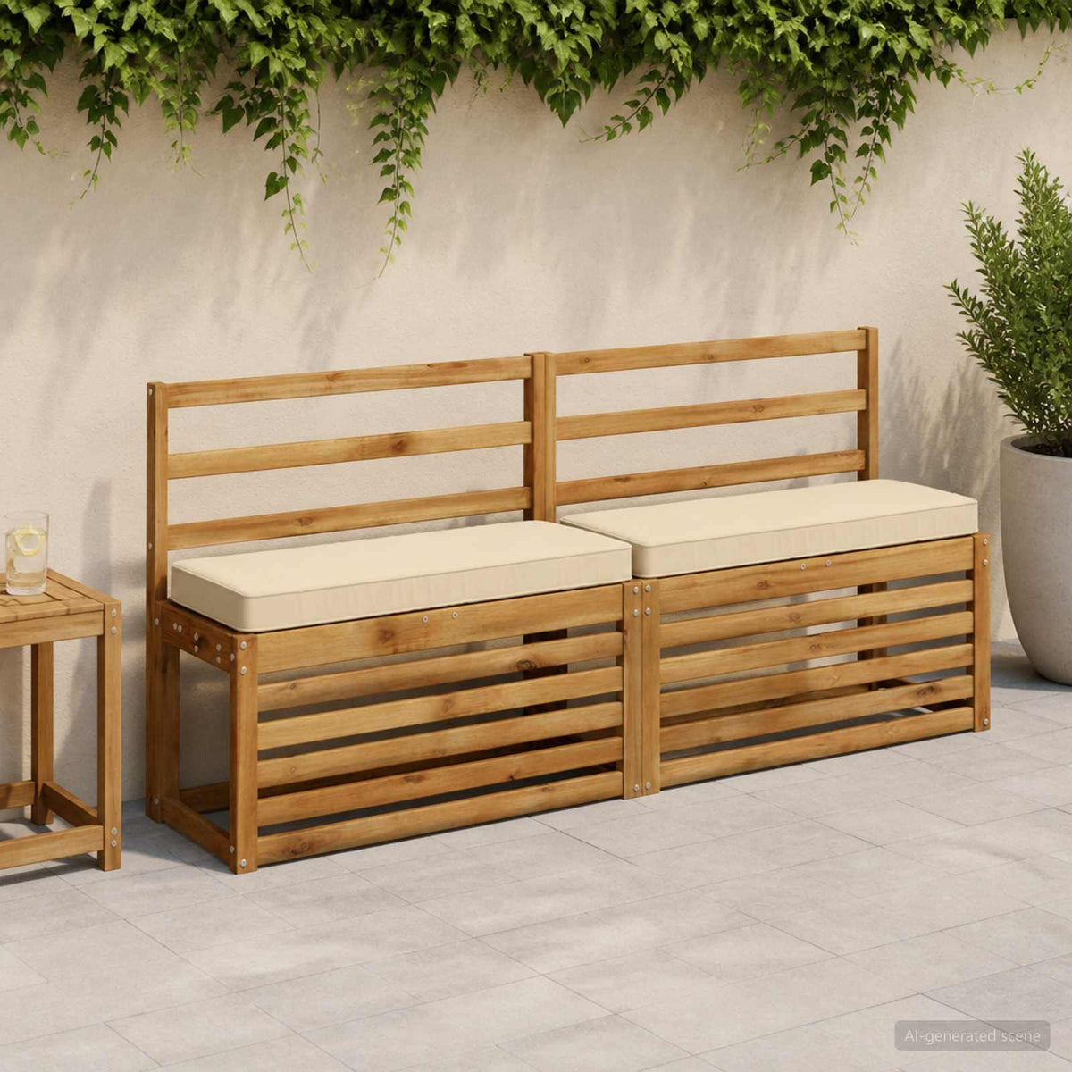 vidaXL 2-Piece Bench Cushions VUGHT 2 pcs 100% Polyester Beige