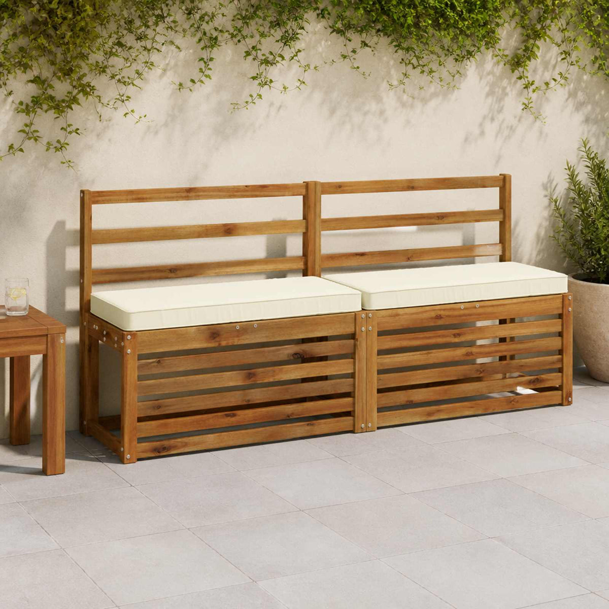 vidaXL 2-Piece Bench Cushions VUGHT 2 pcs 100% Polyester Cream