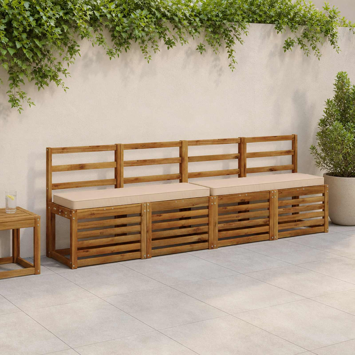 vidaXL 2-Piece Bench Cushions VUGHT 2 pcs 100% Polyester Cream