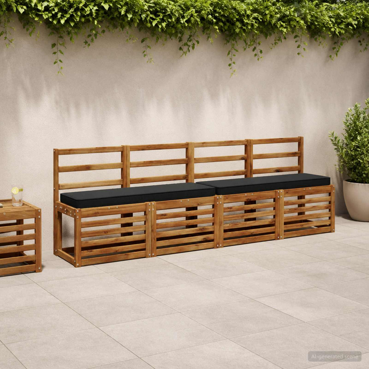 vidaXL 2-Piece Bench Cushions VUGHT 2 pcs 100% Polyester Black