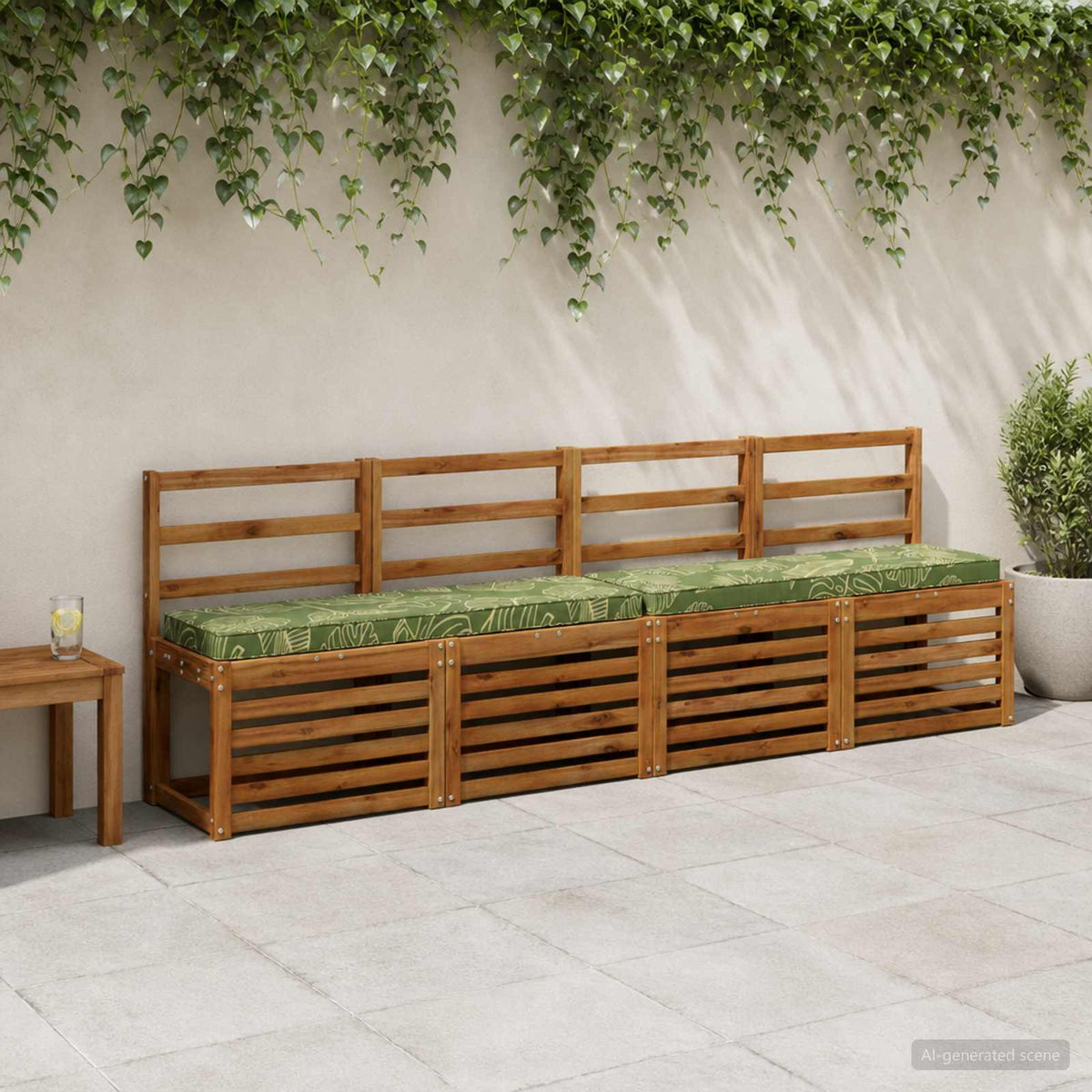 vidaXL 1-Piece Bench Cushion VUGHT 100% Polyester Leaf Design