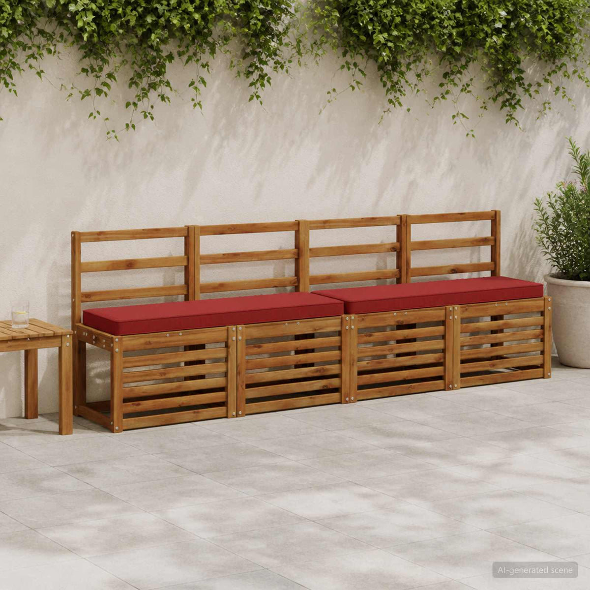 vidaXL 2-Piece Bench Cushions VUGHT 2 pcs 100% Polyester Wine Red