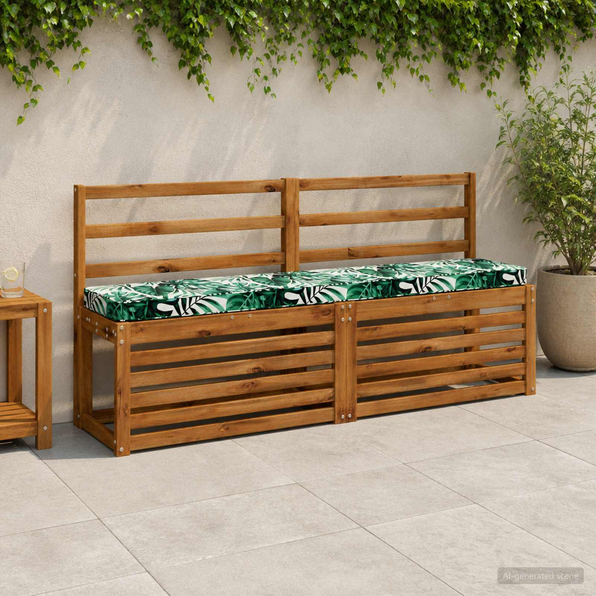 vidaXL 1-Piece Bench Cushion VUGHT 100% Polyester Leaf Pattern