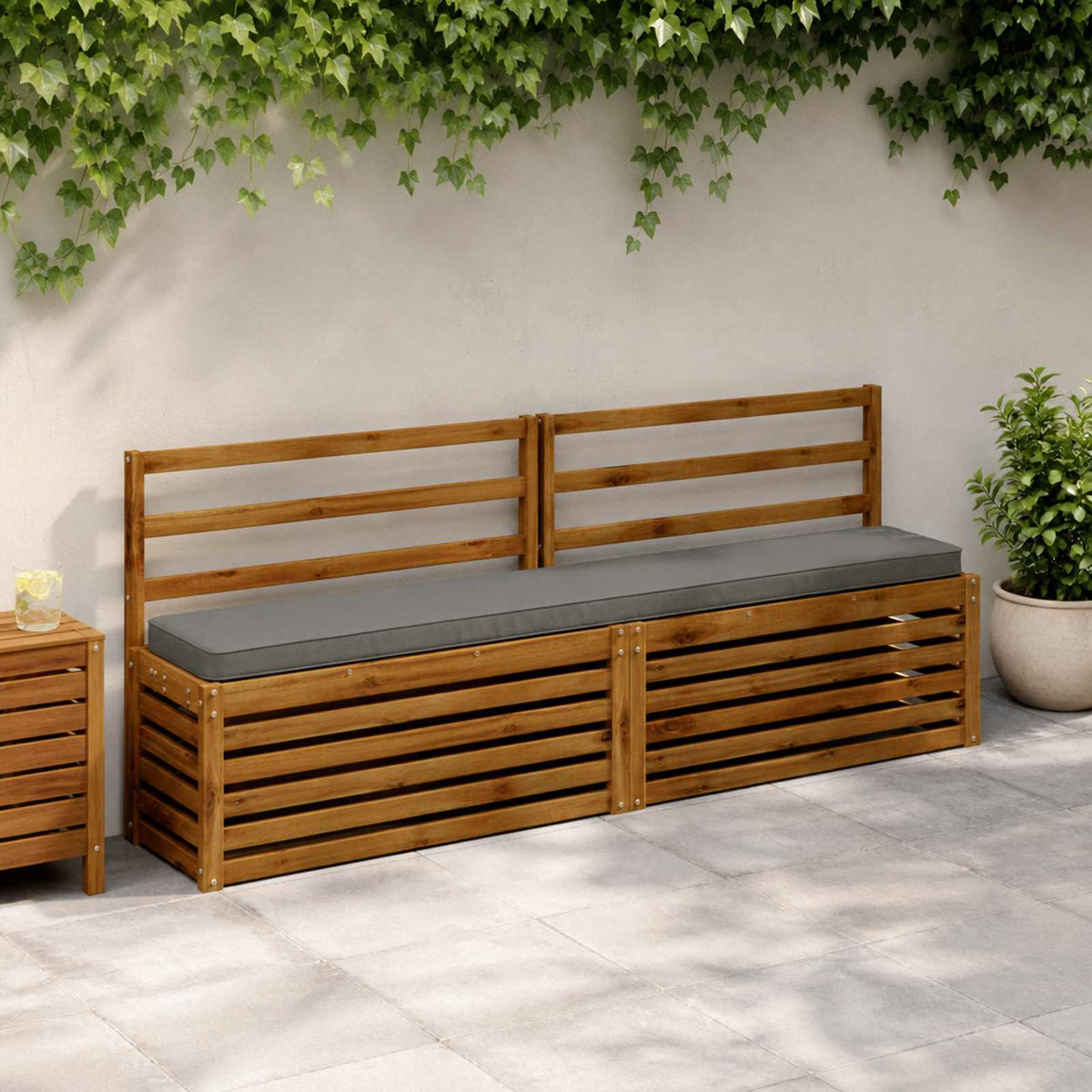 vidaXL 1-Piece Bench Cushion VUGHT 100% Polyester Grey 200 x 30 x 5 cm