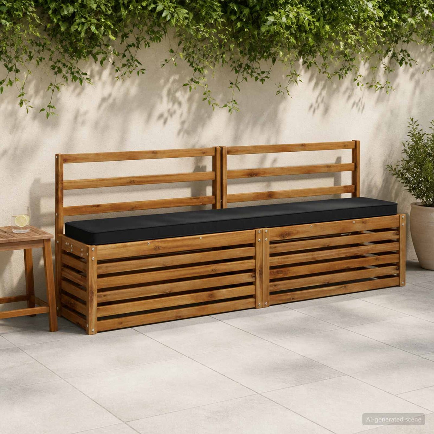 vidaXL 2-Piece Bench Cushions VUGHT 2 pcs 100% Polyester Black