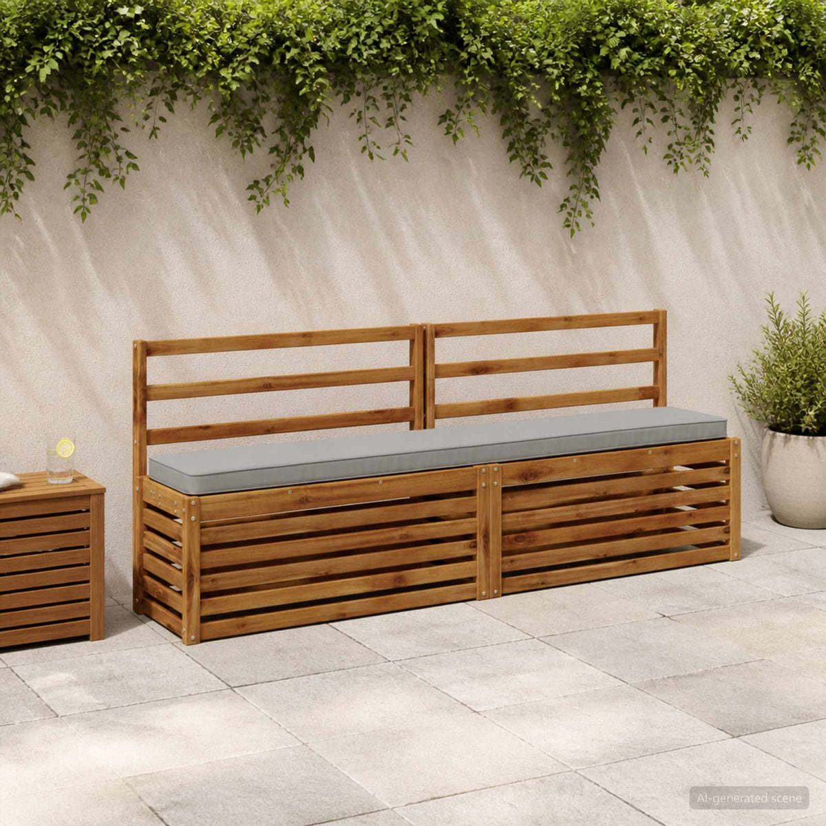 vidaXL 1-Piece Bench Cushion VUGHT 100% Polyester Grey 180 x 30 x 5 cm