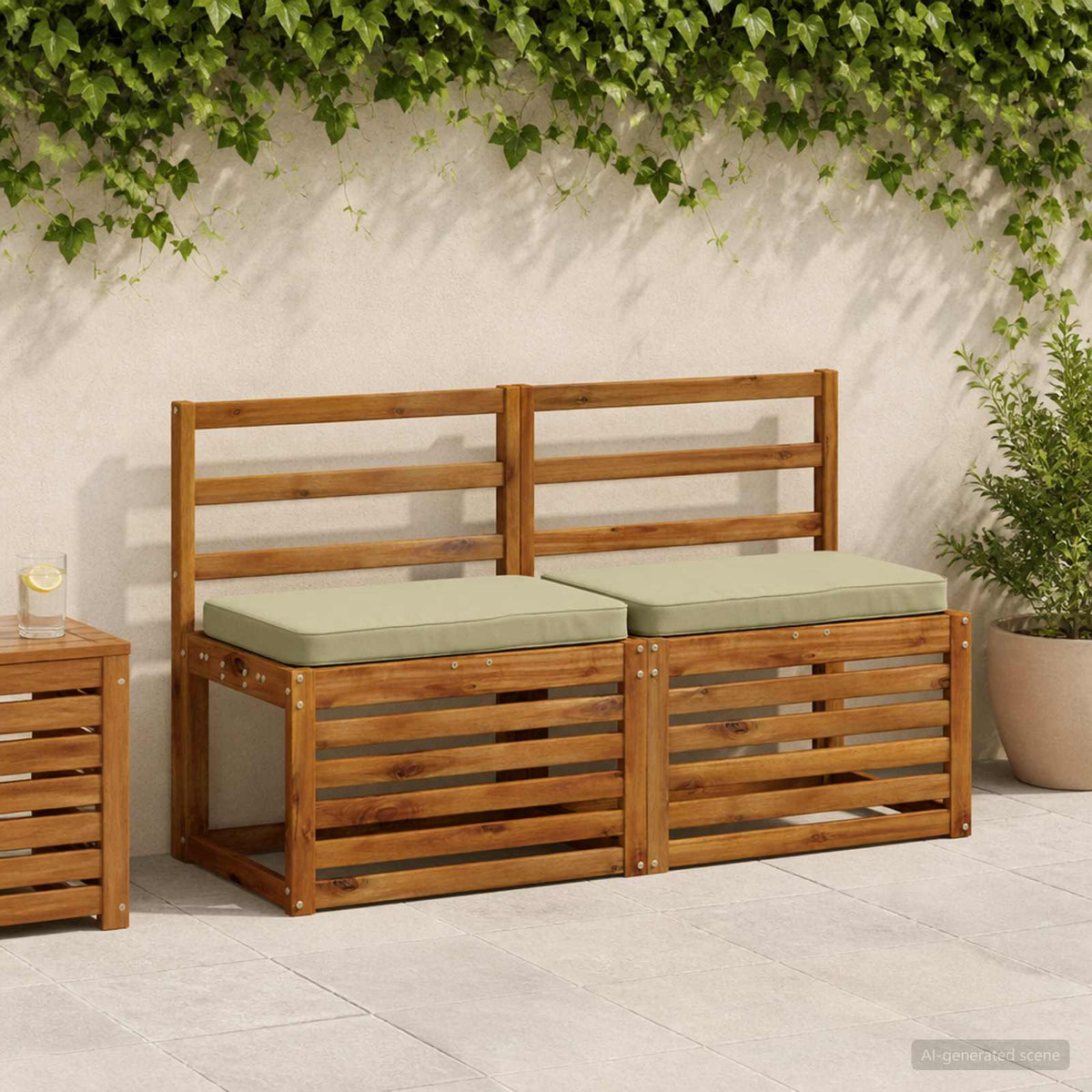 vidaXL 2-Piece Bench Cushions VUGHT 2 pcs 100% Polyester Light Green