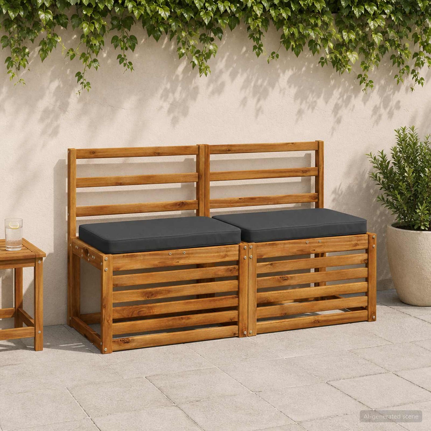 vidaXL 2-Piece Bench Cushions VUGHT 2 pcs 100% Polyester Dark Blue