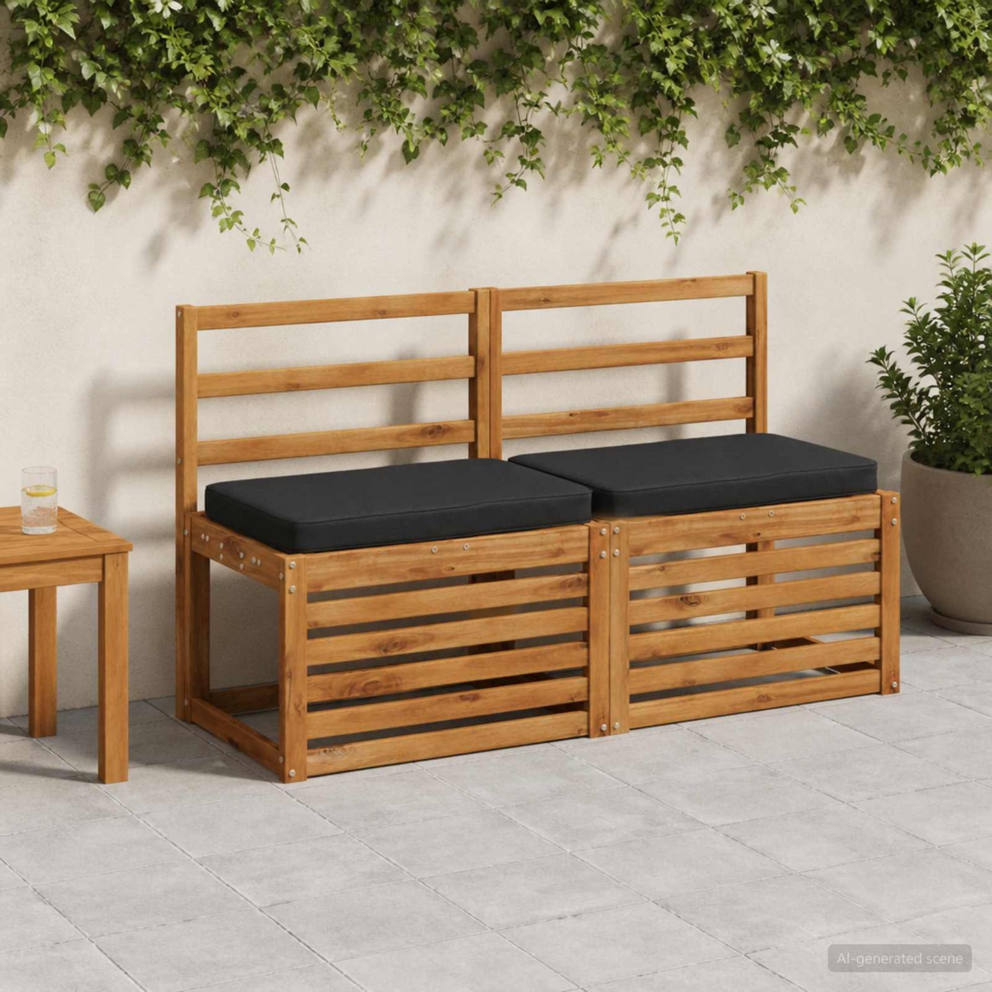 vidaXL 2-Piece Bench Cushions VUGHT 2 pcs 100% Polyester Black
