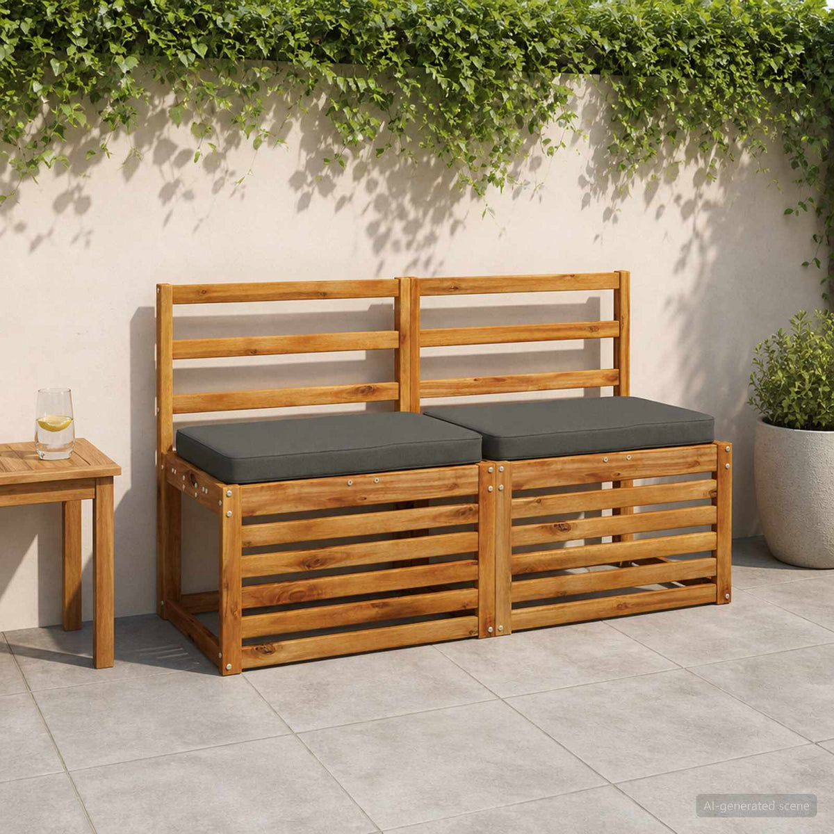 vidaXL 2-Piece Bench Cushions VUGHT 2 pcs 100% Polyester Anthracite