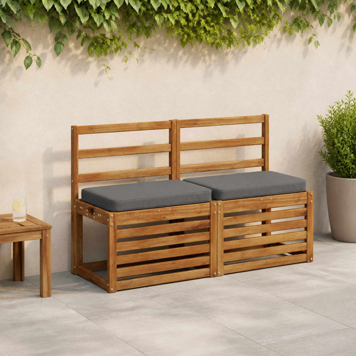 vidaXL 2-Piece Bench Cushions VUGHT 2 pcs 100% Polyester Grey