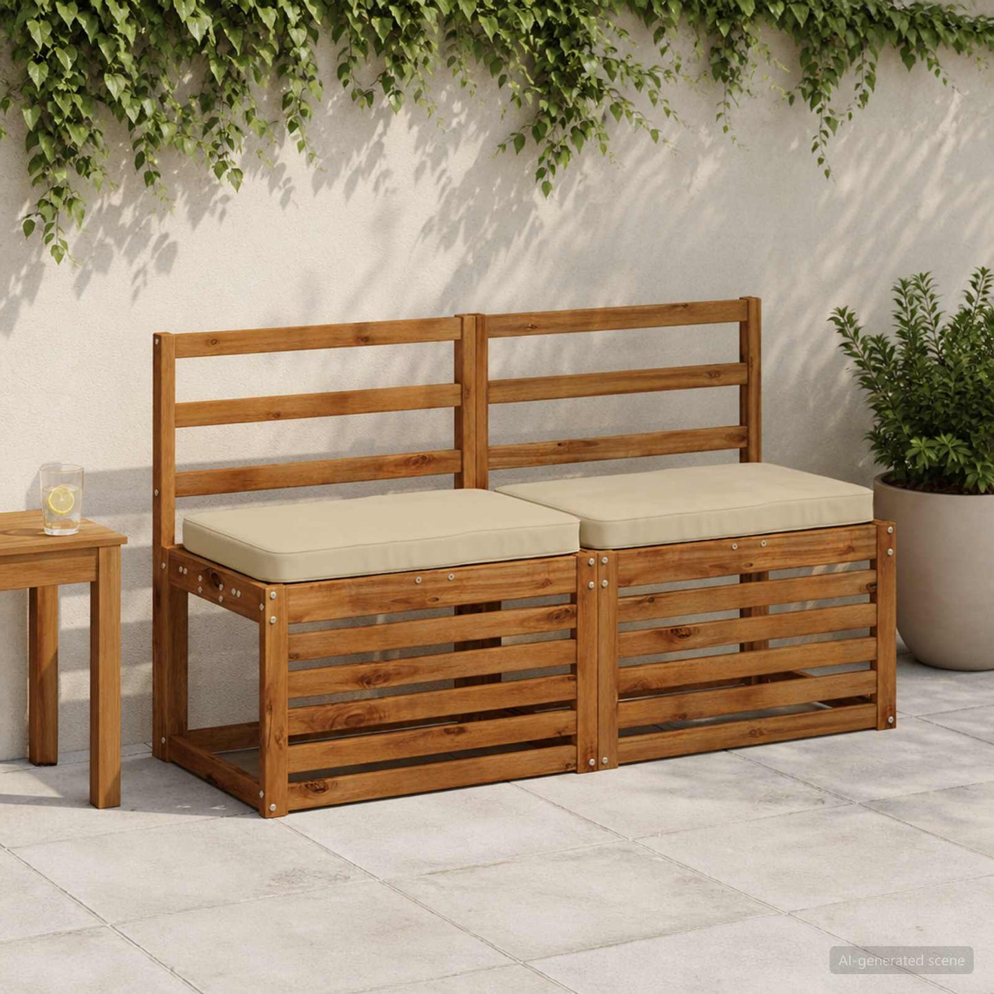 vidaXL 2-Piece Bench Cushions VUGHT 2 pcs 100% Polyester Beige