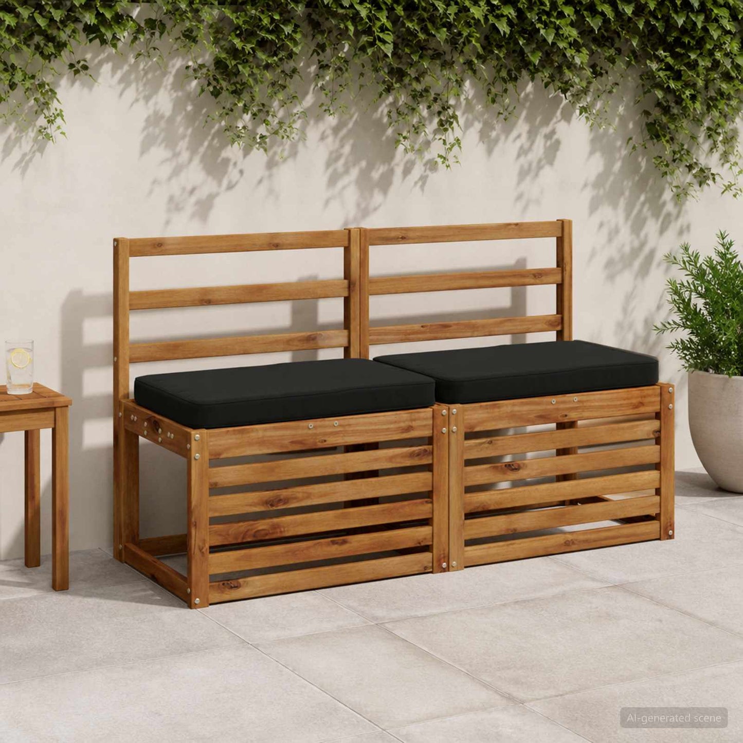 vidaXL 2-Piece Bench Cushions VUGHT 2 pcs 100% Polyester Black