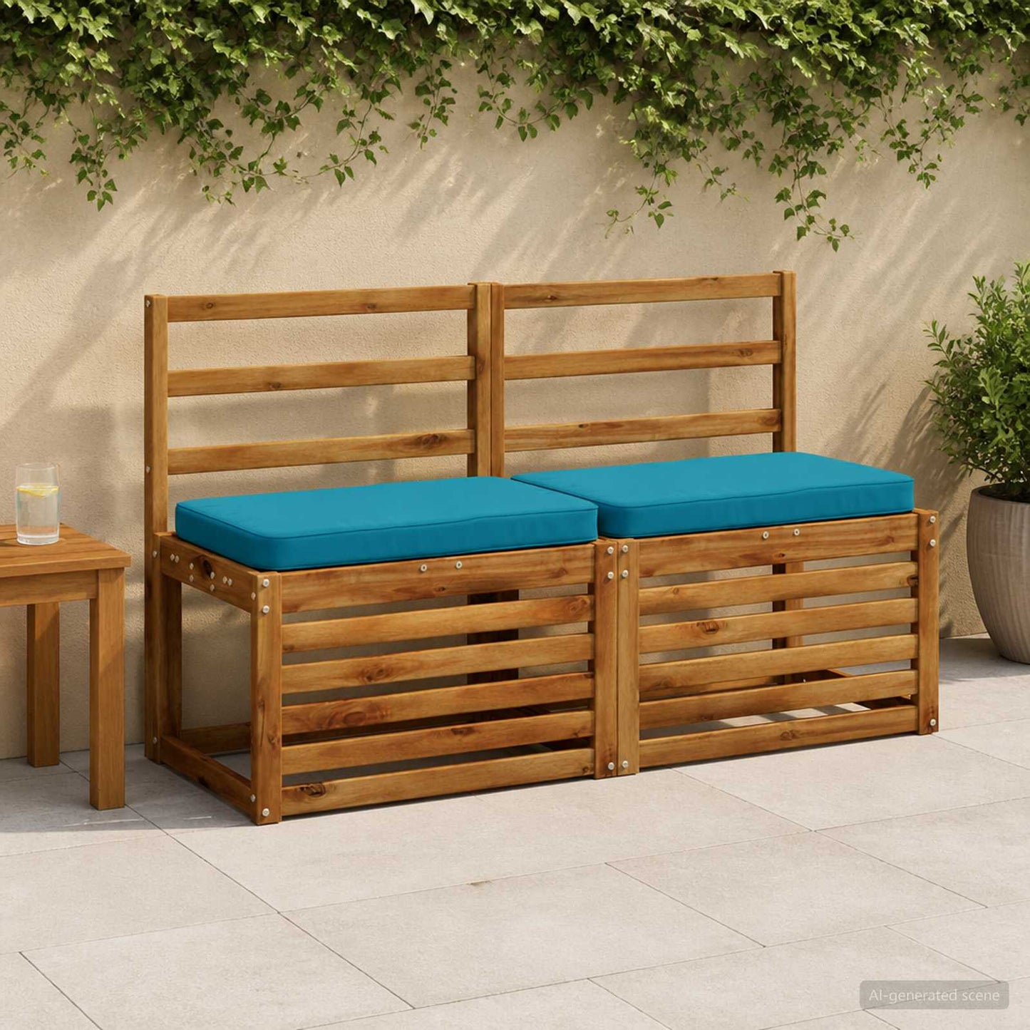 vidaXL 2-Piece Bench Cushions VUGHT 2 pcs 100% Polyester Light Blue