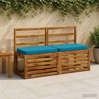 vidaXL 2-Piece Bench Cushions VUGHT 2 pcs 100% Polyester Light Blue