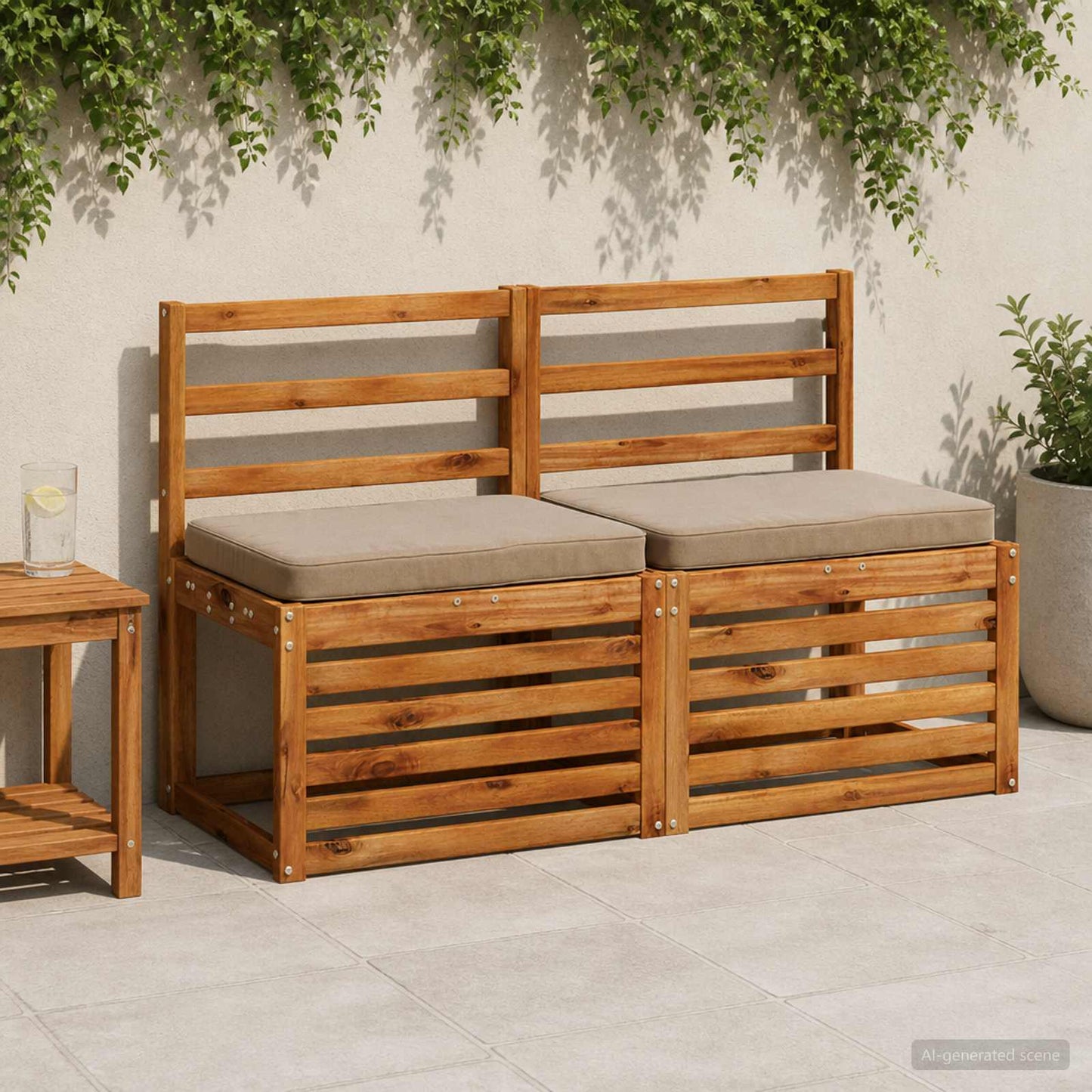 vidaXL 2-Piece Bench Cushions VUGHT 2 pcs 100% Polyester Taupe