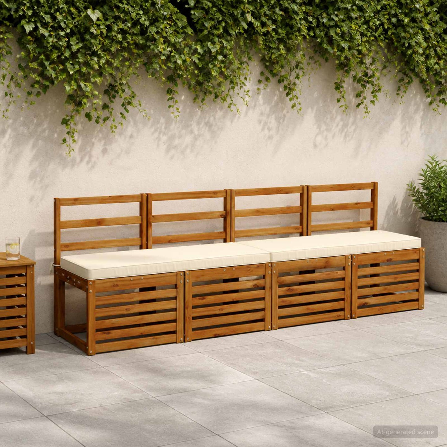 vidaXL 2-Piece Bench Cushions VUGHT 2 pcs 100% Polyester Cream