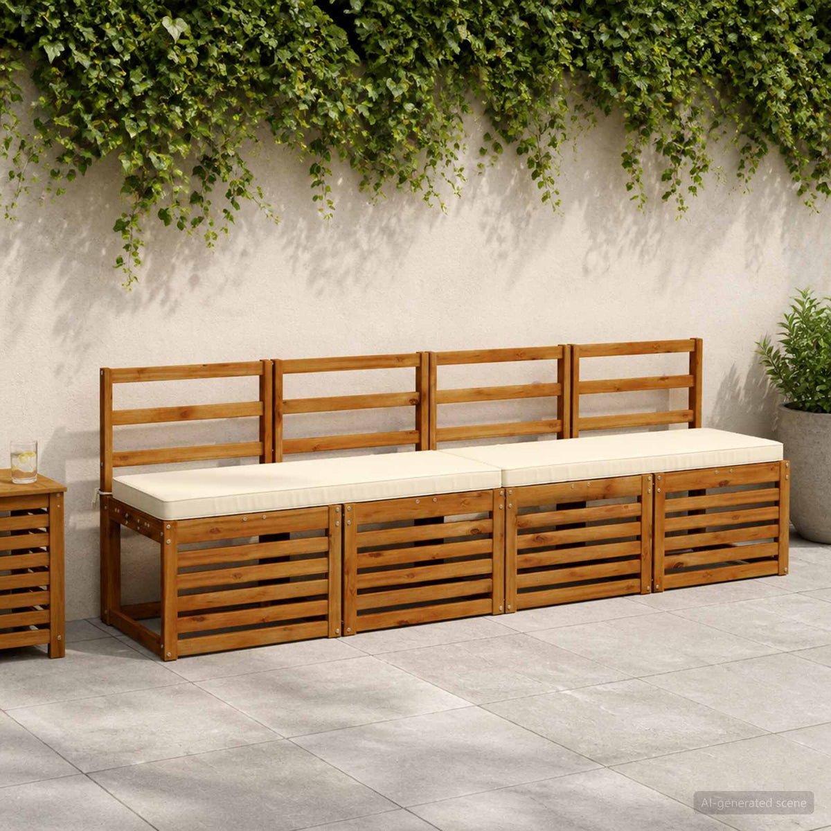 vidaXL 1-Piece Bench Cushion VUGHT 100% Polyester Cream