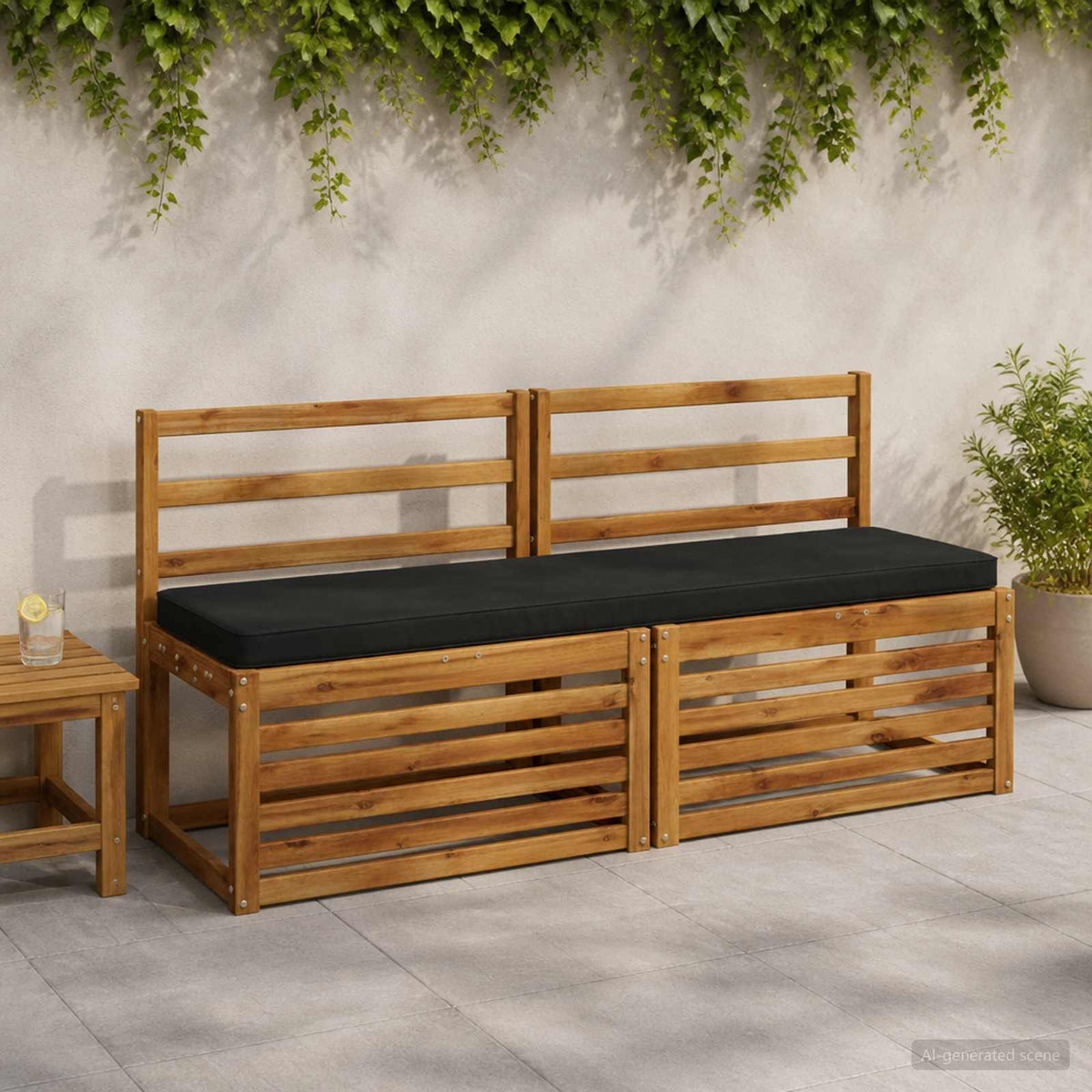 vidaXL 2-Piece Bench Cushions VUGHT 2 pcs 100% Polyester Black
