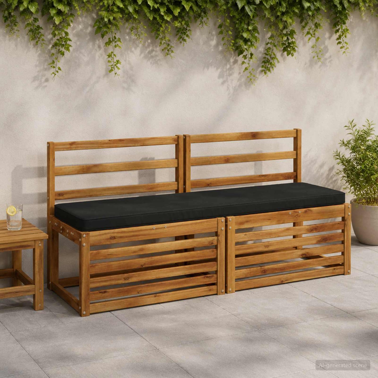 vidaXL 2-Piece Bench Cushions VUGHT 2 pcs 100% Polyester Black