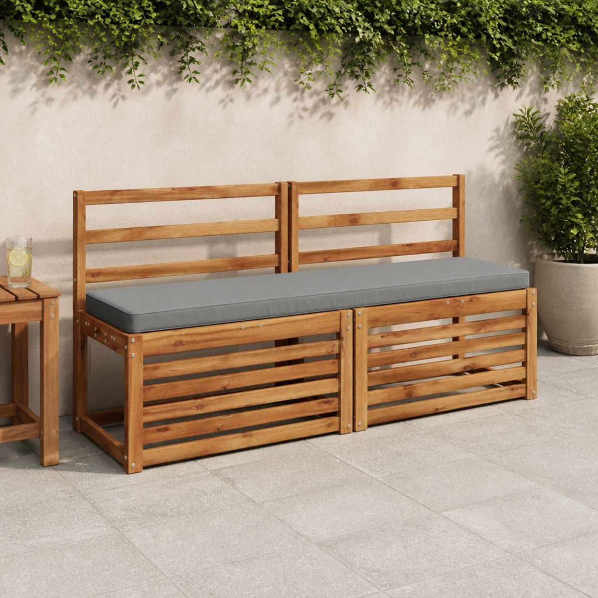 vidaXL 2-Piece Bench Cushions VUGHT 2 pcs 100% Polyester Grey