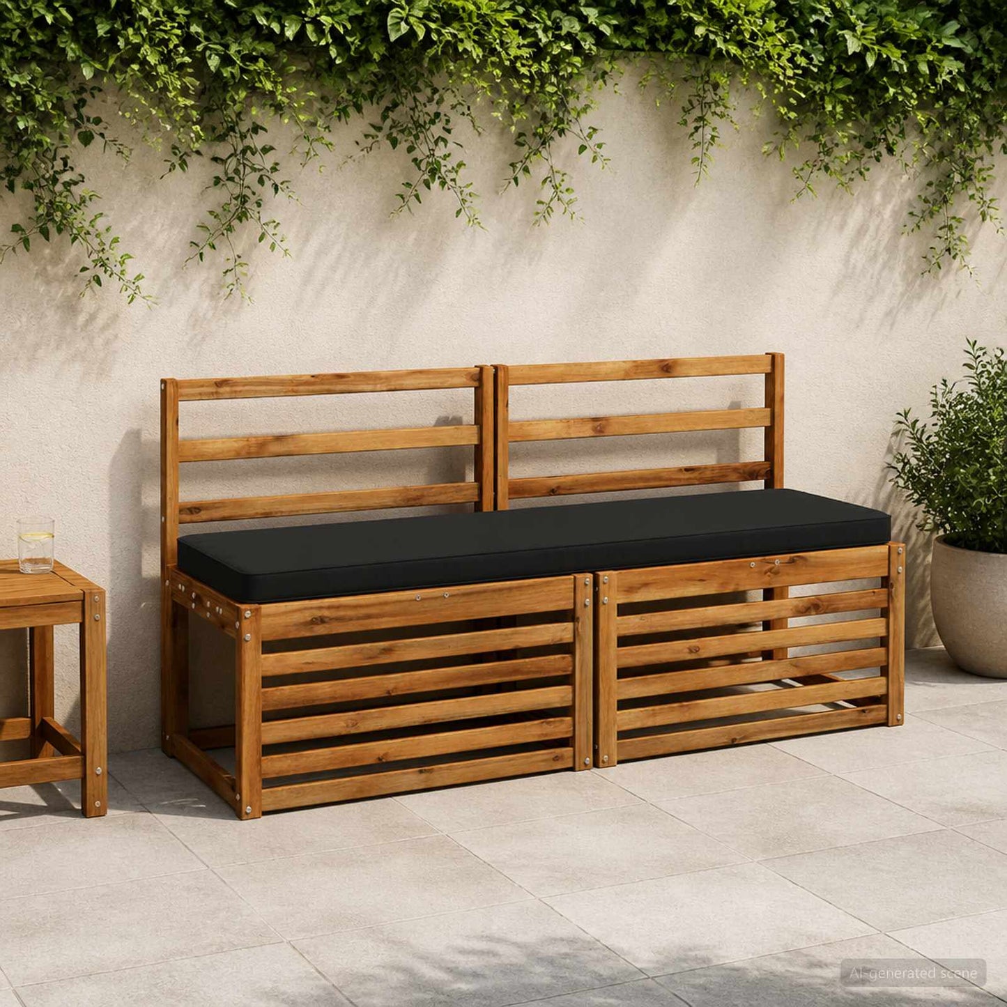 vidaXL 2-Piece Bench Cushions VUGHT 2 pcs 100% Polyester Black
