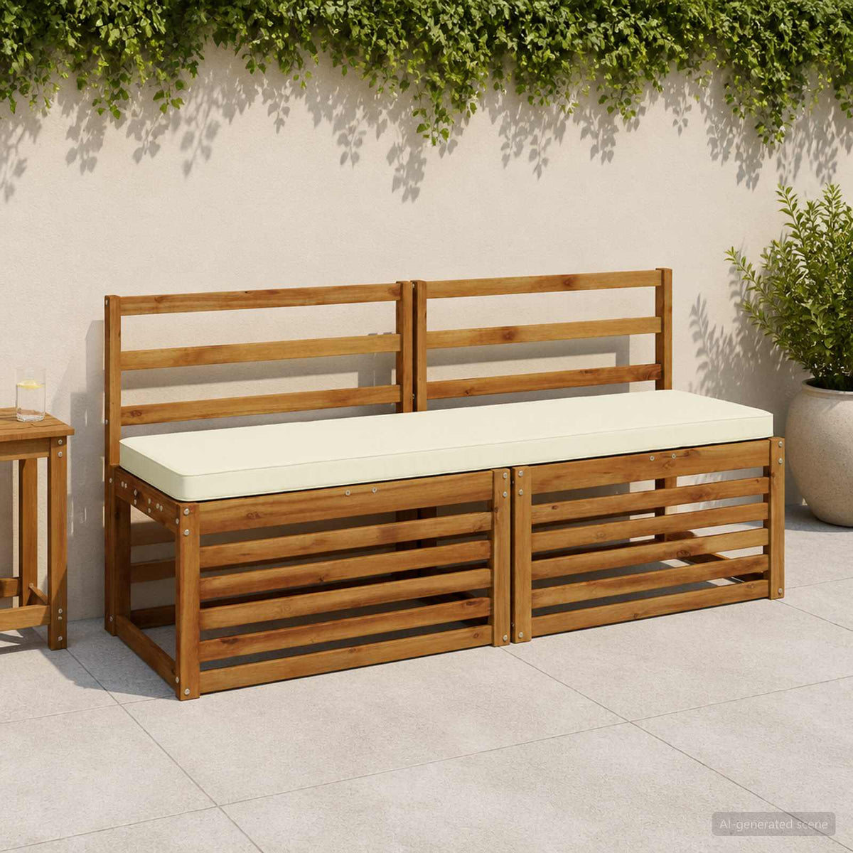 vidaXL 2-Piece Bench Cushions VUGHT 2 pcs 100% Polyester Cream
