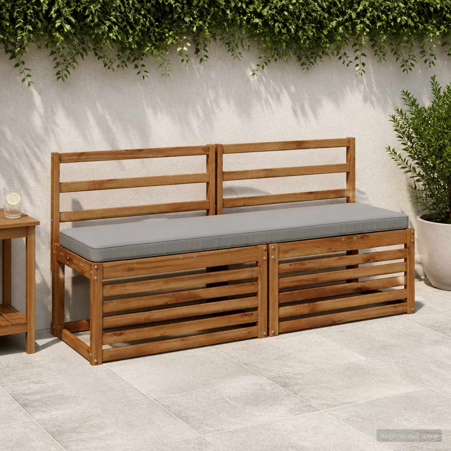 vidaXL 2-Piece Bench Cushions VUGHT 2 pcs 100% Polyester Grey