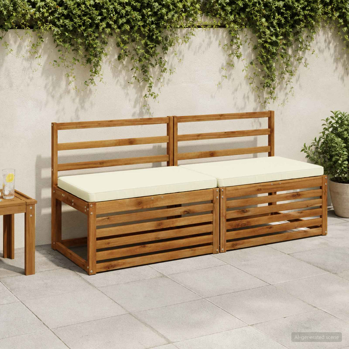 vidaXL 1-Piece Bench Cushion VUGHT 100% Polyester Cream 60 x 50 x 5 cm
