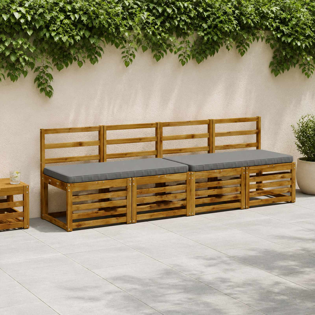 vidaXL 1-Piece Bench Cushion VUGHT 100% Polyester Grey 100 x 50 x 5 cm